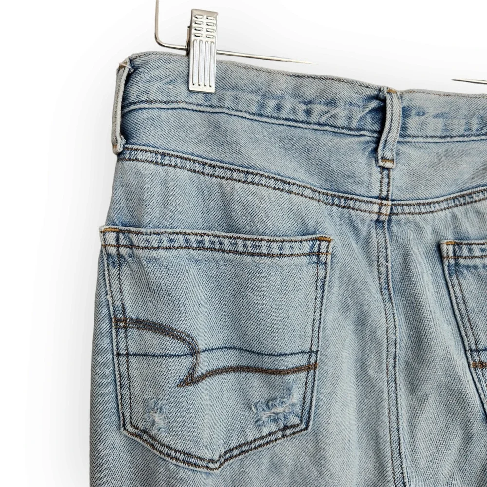 American Eagle Ripped Mom Jean High Rise Destroyed Straight Leg Jeans 4